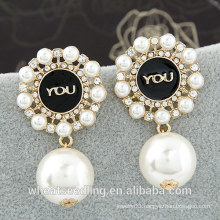 2014 Stock Earring With CZ Diamond Pearl Earrings For Women